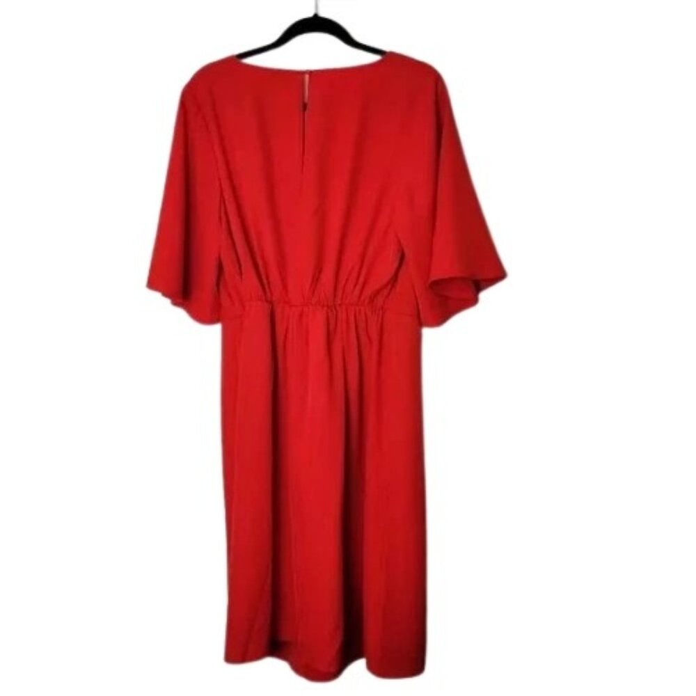 NWT Womens Plus Size 18 City Chic Red Knot Front Deep V Batwing Sleeve Dress NEW - Picture 7 of 8
